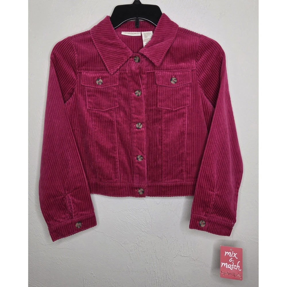 *NEW w/Tags Cynthia Rowley Girls 10-12 (L) Pink Corduroy Jacket Cropped‎ Cotton
